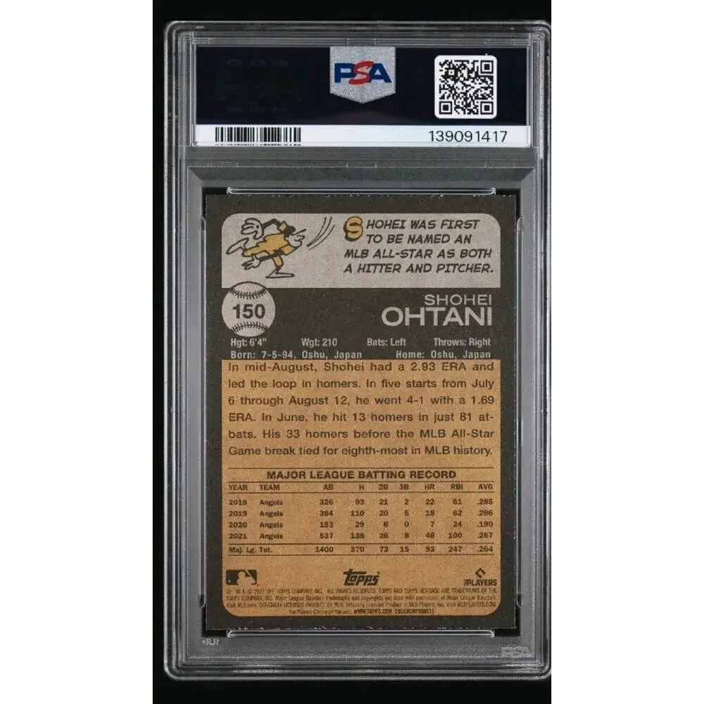 2022 Shohei Ohtani Topps Heritage #150 PSA 9 Mint Los Angeles Angels Baseball - Picture 3 of 3